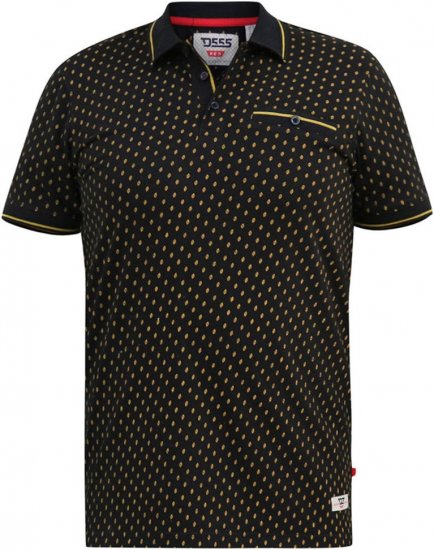 D555 RAUL AOP Jersey Polo With Jacquard Collar, Ribs And Chest Pocket Black - Polo krekli - Polo krekli - 2XL-8XL