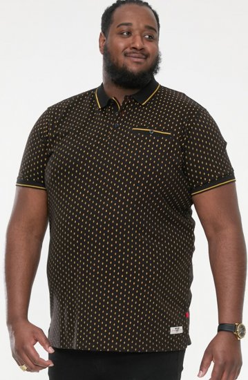 D555 RAUL AOP Jersey Polo With Jacquard Collar, Ribs And Chest Pocket Black - Polo krekli - Polo krekli - 2XL-8XL