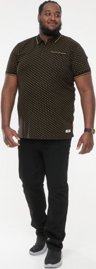 D555 RAUL AOP Jersey Polo With Jacquard Collar, Ribs And Chest Pocket Black - Polo krekli - Polo krekli - 2XL-8XL
