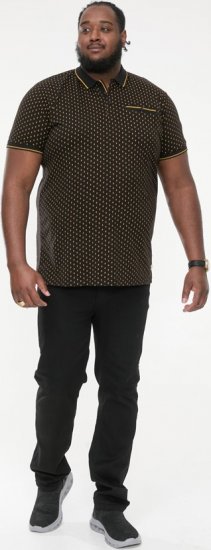 D555 RAUL AOP Jersey Polo With Jacquard Collar, Ribs And Chest Pocket Black - Polo krekli - Polo krekli - 2XL-8XL