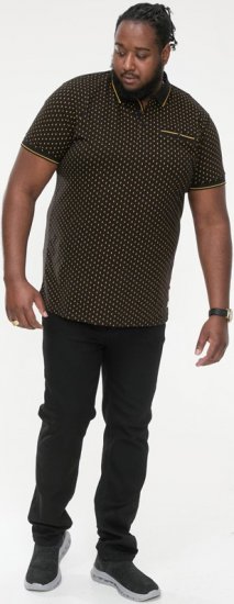 D555 RAUL AOP Jersey Polo With Jacquard Collar, Ribs And Chest Pocket Black - Polo krekli - Polo krekli - 2XL-8XL