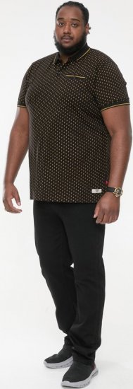 D555 RAUL AOP Jersey Polo With Jacquard Collar, Ribs And Chest Pocket Black - Polo krekli - Polo krekli - 2XL-8XL