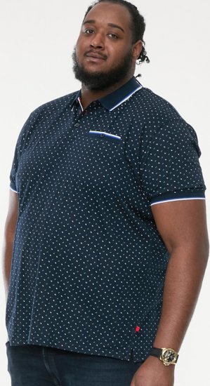 D555 OAKLEY AOP Jersey Polo With Jacquard Collar, Ribs And Chest Pocket Navy - Polo krekli - Polo krekli - 2XL-8XL