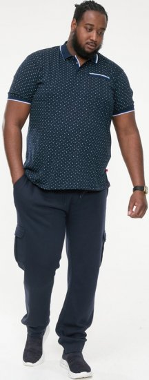 D555 OAKLEY AOP Jersey Polo With Jacquard Collar, Ribs And Chest Pocket Navy - Polo krekli - Polo krekli - 2XL-8XL
