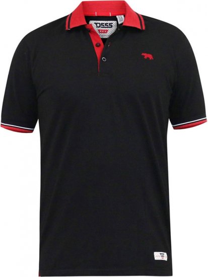 D555 CHESTER Pique Polo With Red Collar With Tipping Detail And Chest Embroidery Black - Polo krekli - Polo krekli - 2XL-8XL