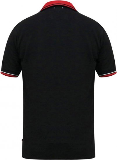 D555 CHESTER Pique Polo With Red Collar With Tipping Detail And Chest Embroidery Black - Polo krekli - Polo krekli - 2XL-8XL