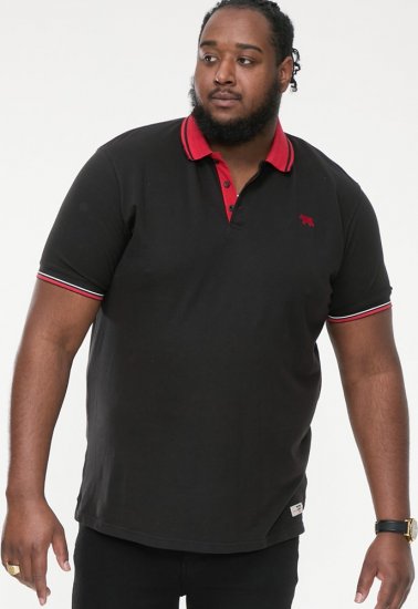 D555 CHESTER Pique Polo With Red Collar With Tipping Detail And Chest Embroidery Black - Polo krekli - Polo krekli - 2XL-8XL