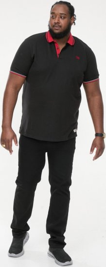 D555 CHESTER Pique Polo With Red Collar With Tipping Detail And Chest Embroidery Black - Polo krekli - Polo krekli - 2XL-8XL
