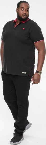 D555 CHESTER Pique Polo With Red Collar With Tipping Detail And Chest Embroidery Black - Polo krekli - Polo krekli - 2XL-8XL