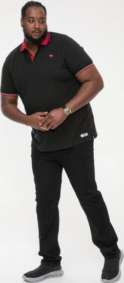 D555 CHESTER Pique Polo With Red Collar With Tipping Detail And Chest Embroidery Black - Polo krekli - Polo krekli - 2XL-8XL