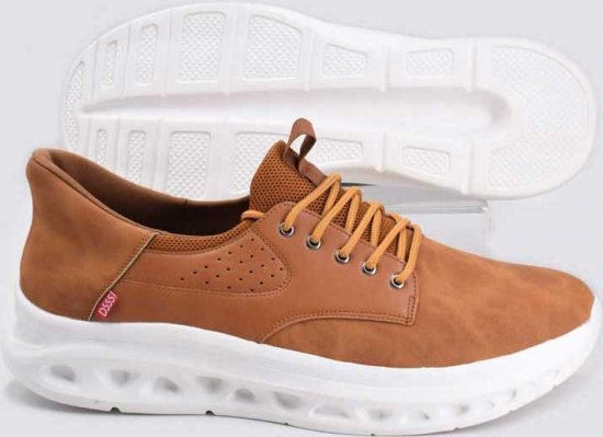 D555 Dartford 1 Kingsize Hands Free Shoes Pu & Faux Suede Top Tan - Vīriešu apavi 40-52 - 