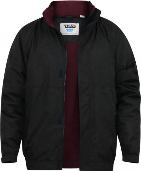 D555 Rudy Showerproof Fleece Lined Jacket With Packaway Hood - Black - Jakas & Lietus apģērbs - Jakas - 2XL-12XL