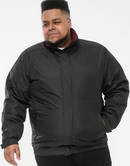 D555 Rudy Showerproof Fleece Lined Jacket With Packaway Hood - Black - Jakas & Lietus apģērbs - Jakas - 2XL-12XL