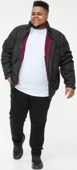 D555 Rudy Showerproof Fleece Lined Jacket With Packaway Hood - Black - Jakas & Lietus apģērbs - Jakas - 2XL-12XL