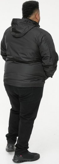 D555 Rudy Showerproof Fleece Lined Jacket With Packaway Hood - Black - Jakas & Lietus apģērbs - Jakas - 2XL-12XL