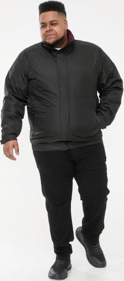 D555 Rudy Showerproof Fleece Lined Jacket With Packaway Hood - Black - Jakas & Lietus apģērbs - Jakas - 2XL-12XL