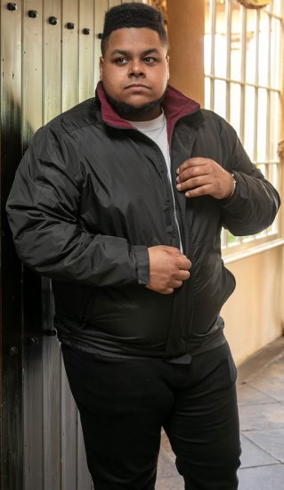 D555 Rudy Showerproof Fleece Lined Jacket With Packaway Hood - Black - Jakas & Lietus apģērbs - Jakas - 2XL-12XL