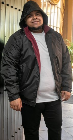 D555 Rudy Showerproof Fleece Lined Jacket With Packaway Hood - Black - Jakas & Lietus apģērbs - Jakas - 2XL-12XL