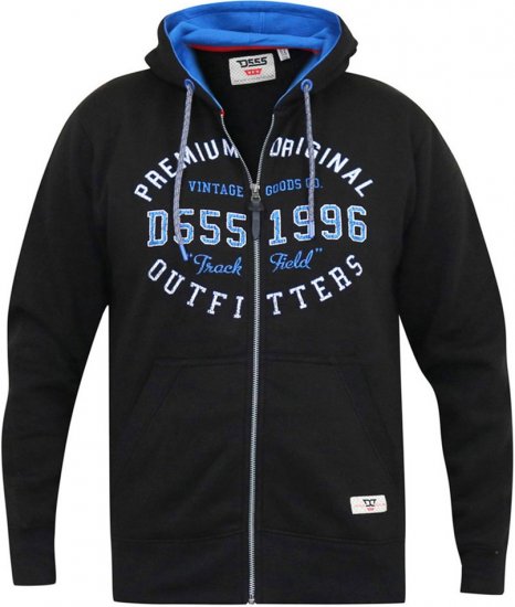 D555 LINGARD Full Zip Hoody With Original Chest Print Black - Džemperi un džemperi ar kapuci - Džemperi - 2XL-14XL
