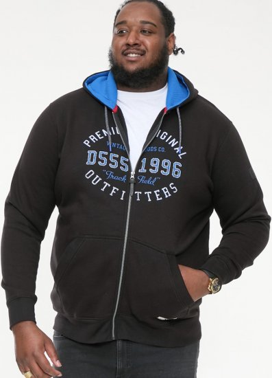D555 LINGARD Full Zip Hoody With Original Chest Print Black - Džemperi un džemperi ar kapuci - Džemperi - 2XL-14XL