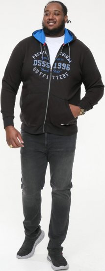 D555 LINGARD Full Zip Hoody With Original Chest Print Black - Džemperi un džemperi ar kapuci - Džemperi - 2XL-14XL