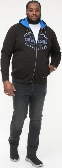 D555 LINGARD Full Zip Hoody With Original Chest Print Black - Džemperi un džemperi ar kapuci - Džemperi - 2XL-14XL