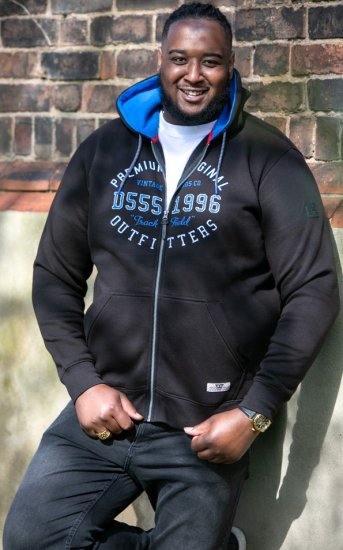 D555 LINGARD Full Zip Hoody With Original Chest Print Black - Džemperi un džemperi ar kapuci - Džemperi - 2XL-14XL