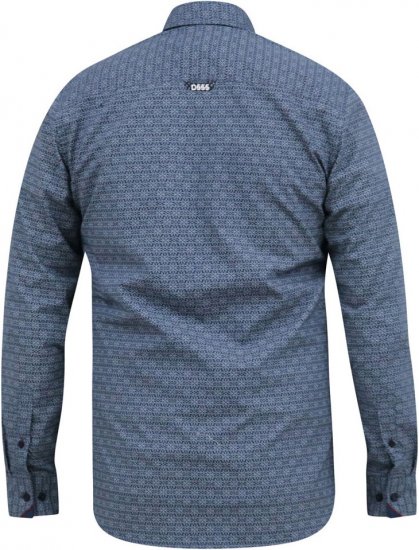 D555 MANGALA Geometric AOP Long Sleeve Shirt With Concealed Button Down Collar Navy - Krekli - Krekli - 2XL-8XL