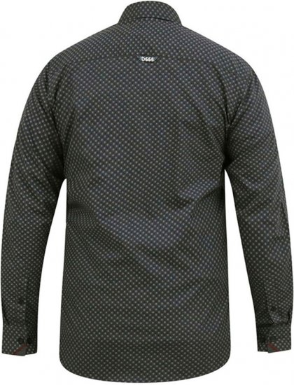D555 KEATON Micro AOP Long Sleeve Shirt With Concealed Button Down Collar Grey - Krekli - Krekli - 2XL-8XL