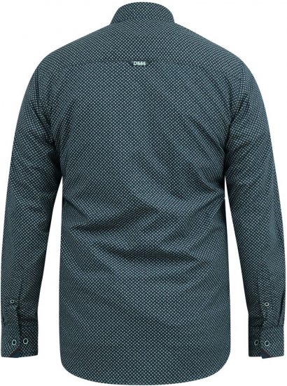 D555 MORGAN Micro AOP Long Sleeve Shirt With Concealed Button Down Collar Navy - Krekli - Krekli - 2XL-8XL