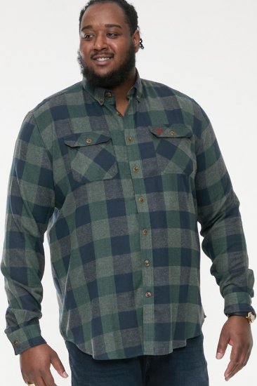 D555 GARFIELD Check Overshirt With Two Patch Pockets & Button Down Collar Navy - Krekli - Krekli - 2XL-8XL