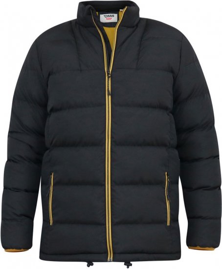 D555 CRISTIANO Puffer Jacket With Binding On Cuffs And Embroidery Badge On Sleeve Black - Jakas & Lietus apģērbs - Jakas - 2XL-12XL