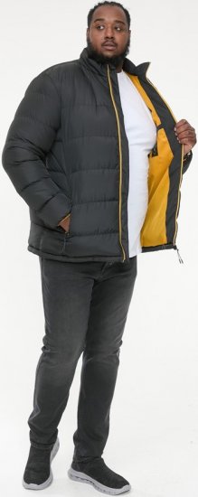 D555 CRISTIANO Puffer Jacket With Binding On Cuffs And Embroidery Badge On Sleeve Black - Jakas & Lietus apģērbs - Jakas - 2XL-12XL