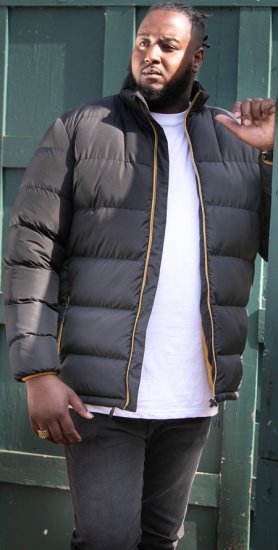 D555 CRISTIANO Puffer Jacket With Binding On Cuffs And Embroidery Badge On Sleeve Black - Jakas & Lietus apģērbs - Jakas - 2XL-12XL