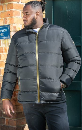 D555 CRISTIANO Puffer Jacket With Binding On Cuffs And Embroidery Badge On Sleeve Black - Jakas & Lietus apģērbs - Jakas - 2XL-12XL