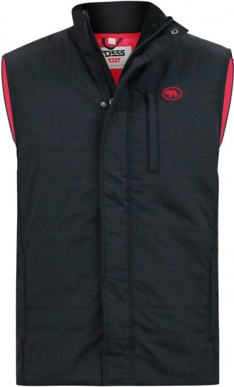 D555 FELIPE Zip Through Padded Gilet With Contrast Colour Lining And Rubber Badge Black - Jakas & Lietus apģērbs - Jakas - 2XL-12XL