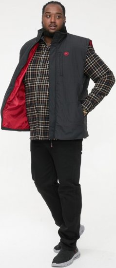 D555 FELIPE Zip Through Padded Gilet With Contrast Colour Lining And Rubber Badge Black - Jakas & Lietus apģērbs - Jakas - 2XL-12XL
