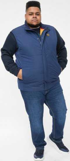 D555 FELIPE Zip Through Padded Gilet With Contrast Colour Lining And Rubber Badge Navy - Jakas & Lietus apģērbs - Jakas - 2XL-12XL