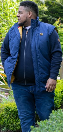 D555 FELIPE Zip Through Padded Gilet With Contrast Colour Lining And Rubber Badge Navy - Jakas & Lietus apģērbs - Jakas - 2XL-12XL