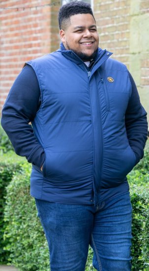 D555 FELIPE Zip Through Padded Gilet With Contrast Colour Lining And Rubber Badge Navy - Jakas & Lietus apģērbs - Jakas - 2XL-12XL