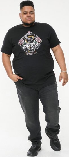 D555 MALCOM Snake And Roses Printed Crew Neck T-Shirt Black - T-krekli - T-krekli - 2XL-14XL