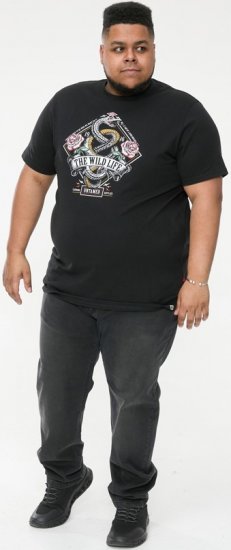 D555 MALCOM Snake And Roses Printed Crew Neck T-Shirt Black - T-krekli - T-krekli - 2XL-14XL