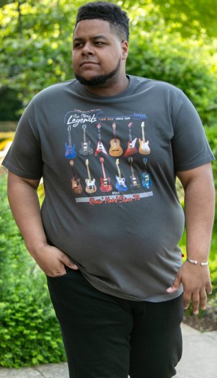 D555 JAIDEN Legends Guitar Printed Crew Neck T-Shirt Khaki - T-krekli - T-krekli - 2XL-14XL