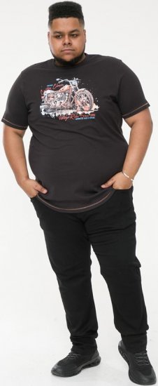 D555 LORNE Motor Bike Splatter Printed Crew Neck T-Shirt Washed Black - T-krekli - T-krekli - 2XL-14XL