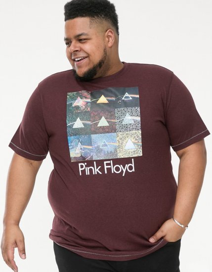 D555 DIVISION Official Pink Floyd Printed T-Shirt Burgundy - T-krekli - T-krekli - 2XL-14XL