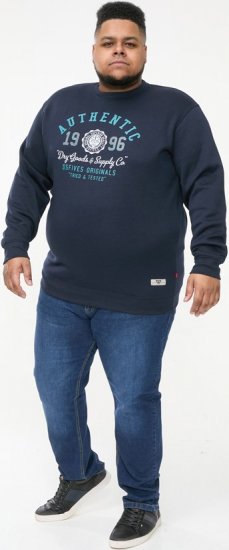 D555 KEYWORTH Authentic Printed Crew Neck Sweatshirt Navy - Džemperi un džemperi ar kapuci - Džemperi - 2XL-14XL