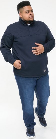 D555 SWANN Quarter Neck Sweatshirt With Quilted Top Panel Navy - Džemperi un džemperi ar kapuci - Džemperi - 2XL-14XL