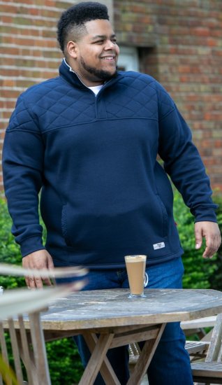 D555 SWANN Quarter Neck Sweatshirt With Quilted Top Panel Navy - Džemperi un džemperi ar kapuci - Džemperi - 2XL-14XL