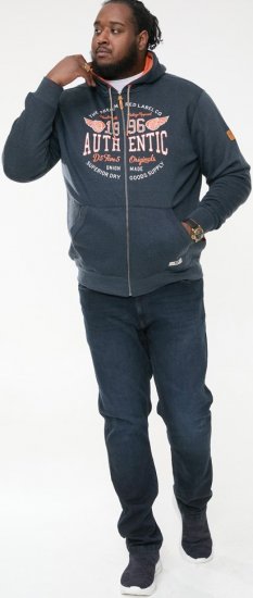 D555 HAMILTON Full Zip Hoody With Authentic 1996 Chest Print Denim - Džemperi un džemperi ar kapuci - Džemperi - 2XL-14XL