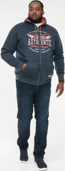 D555 HAMILTON Full Zip Hoody With Authentic 1996 Chest Print Denim - Džemperi un džemperi ar kapuci - Džemperi - 2XL-14XL